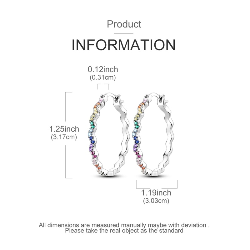 Sparkling Rainbow Synthetic Zirconia Hoop Earrings, Daily Wear